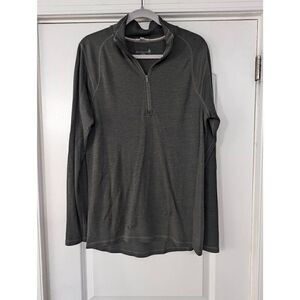 Smartwool 1/4 Zip Baselayer Men's size L dark green/gray *flawed‎ merino wool